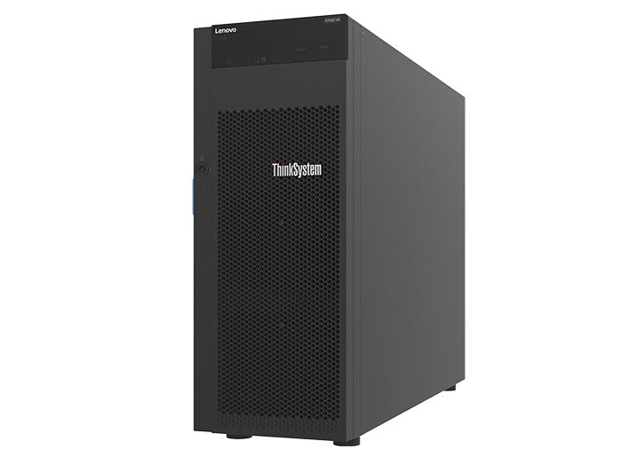 Lenovo ThinkSystem ST250 V2 tower server, front view
