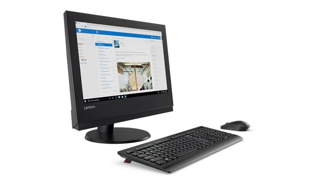 Lenovo V310z all-in-one with wireless keyboard and mouse.