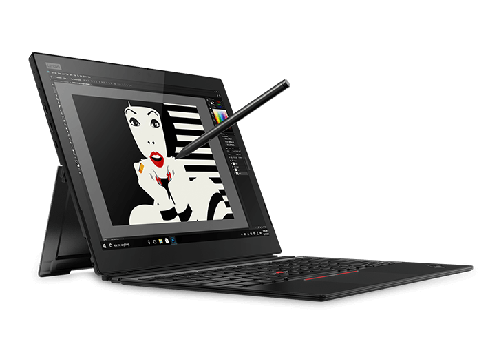 Tablette Lenovo ThinkPad X1 avec clavier et stylet.