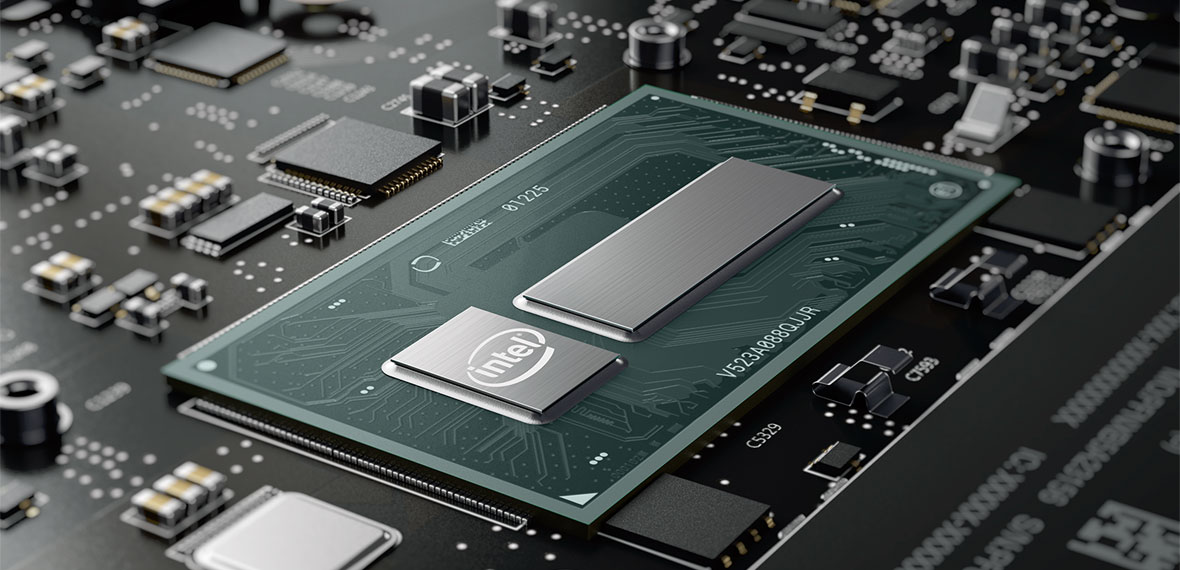 Intel processor detail on motherboard