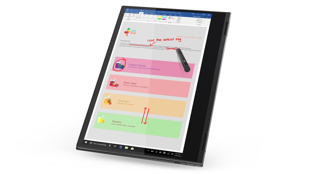 The Yoga C630 in tablet mode (with Lenovo Digital Pen).