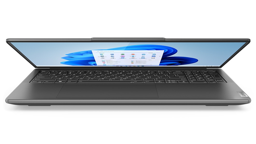 Front view of the Lenovo Yoga Pro 9i Gen 8 (16 Intel), slightly opened