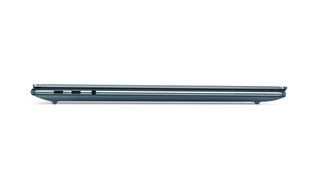 Right side profile view of closed Yoga Slim 7 Gen 8 laptop