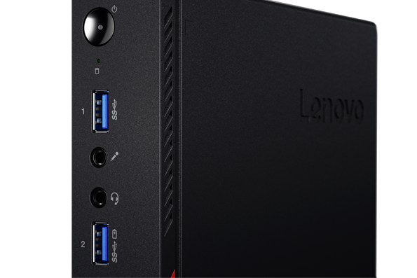 Lenovo ThinkCentre M600 Tiny, front ports detail view