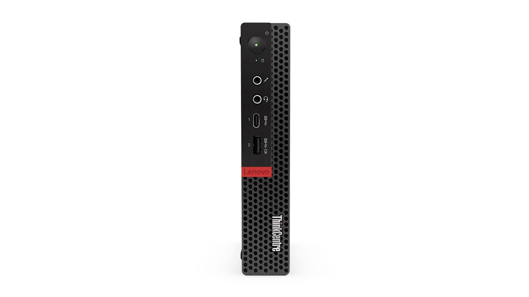 Lenovo ThinkCentre M720q Tiny, front view showing ports.