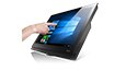 Lenovo ThinkCentre M910z AIO, front right side view with hand touching screen thumbnail