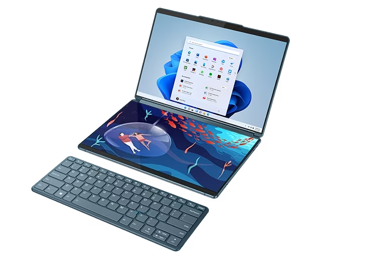 Lenovo Yoga Book 9 | 2x 33,7 cm (13,3") | 2880x1800 | OLED | 400nit | i7-1355U/16GB/SSD1TB/BL/ALU/Pisalo/Intel Iris XE/Win11Home | (82YQ0034RM) | Prenosnik z dvema zaslonoma na dotik in pisalom | Komponentko